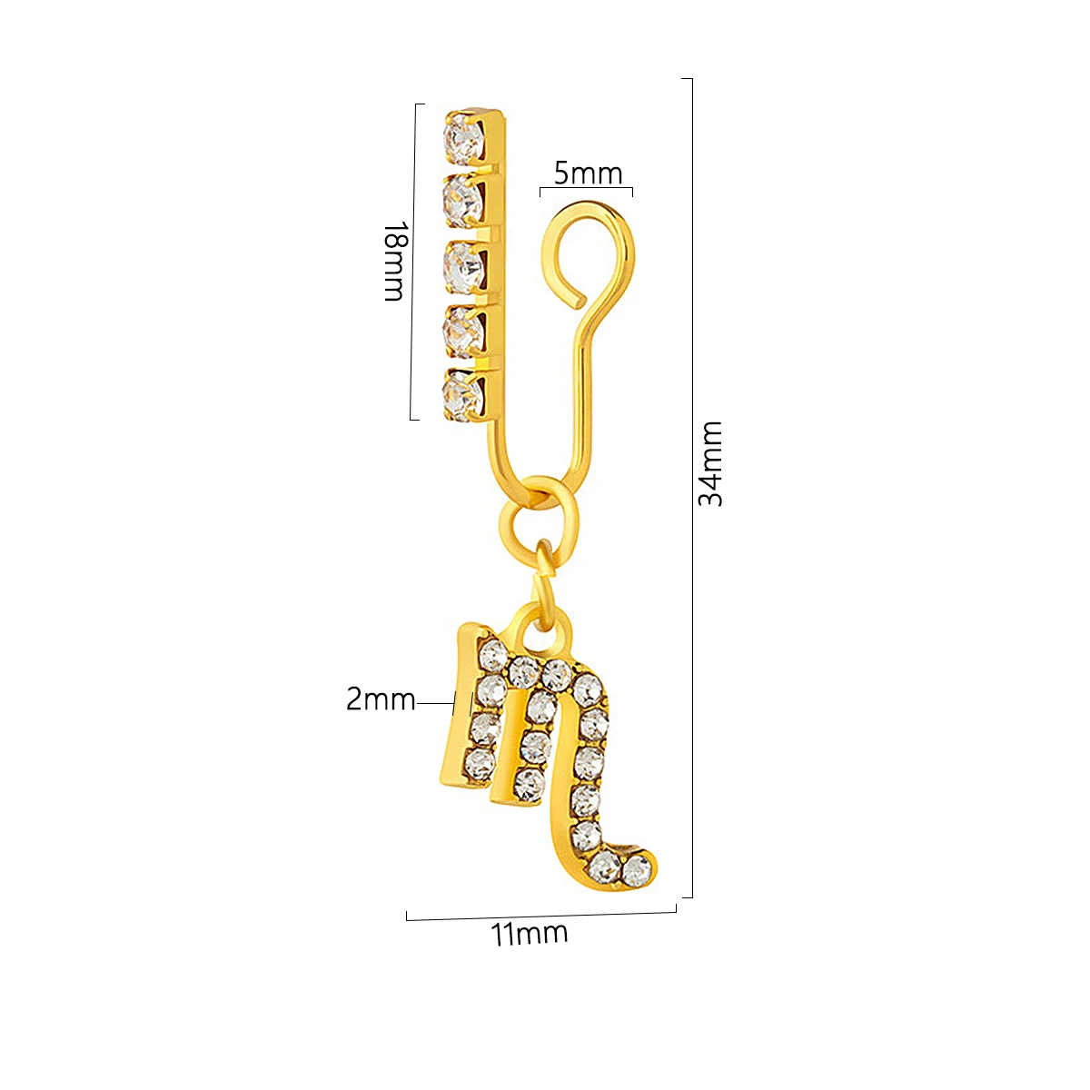Body Jewelry Ear - Metal Zircão Zodiac Ear Clips, Anel