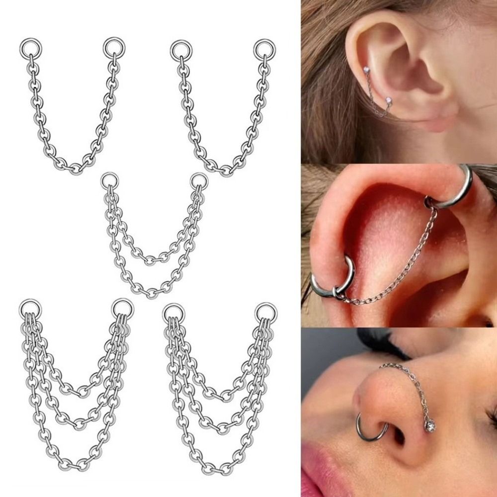 Body Jewelry Ear - Corrente de Titânio para Nariz, Corrente