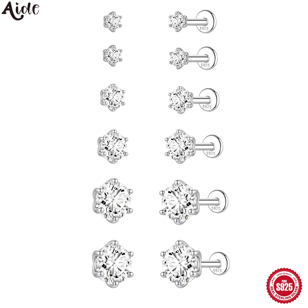 Body Jewelry Flat Back - Brincos de Cartilagem Redondos de Moissanite