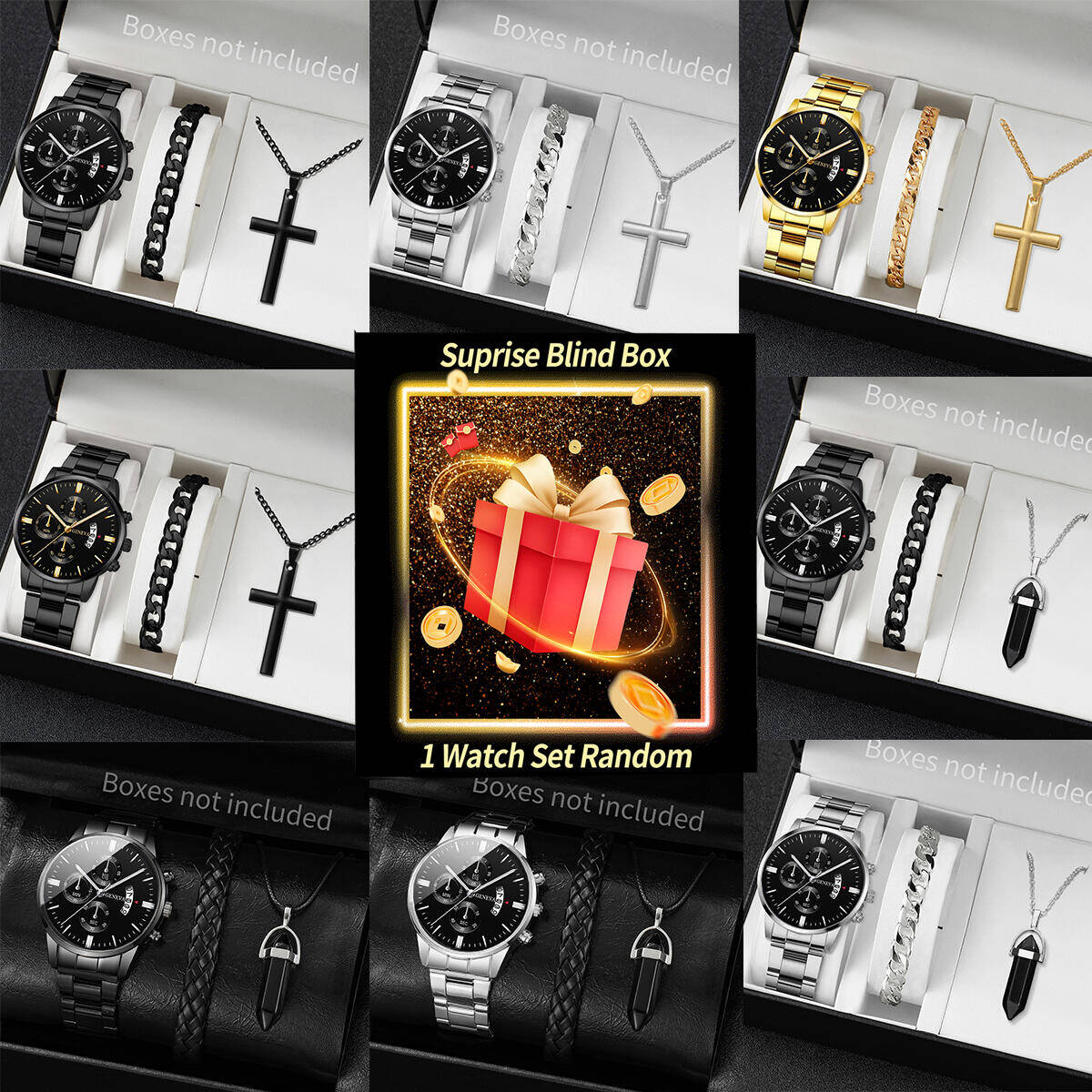 Body Jewelry Organizer - Relógio misterioso surpresa caixa cega-3pcs/set moda