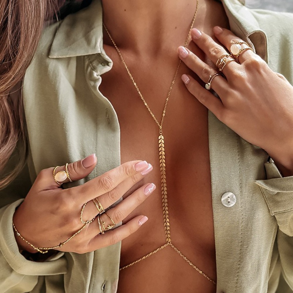 Body Jewelry Charms - Colar de Corrente para o Peito