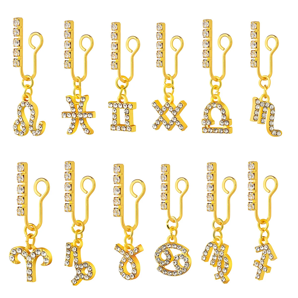 Metal Zircão Zodiac Ear Clips, - Body Jewelry Ear avaliação e preço