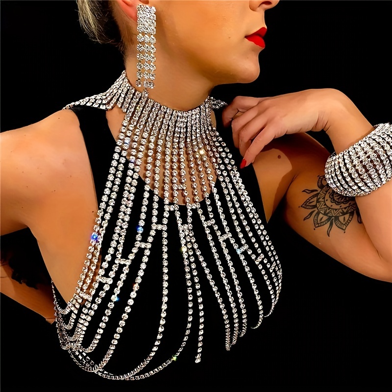 Corrente de peito de cristal d - Body Jewelry High End avaliação e preço