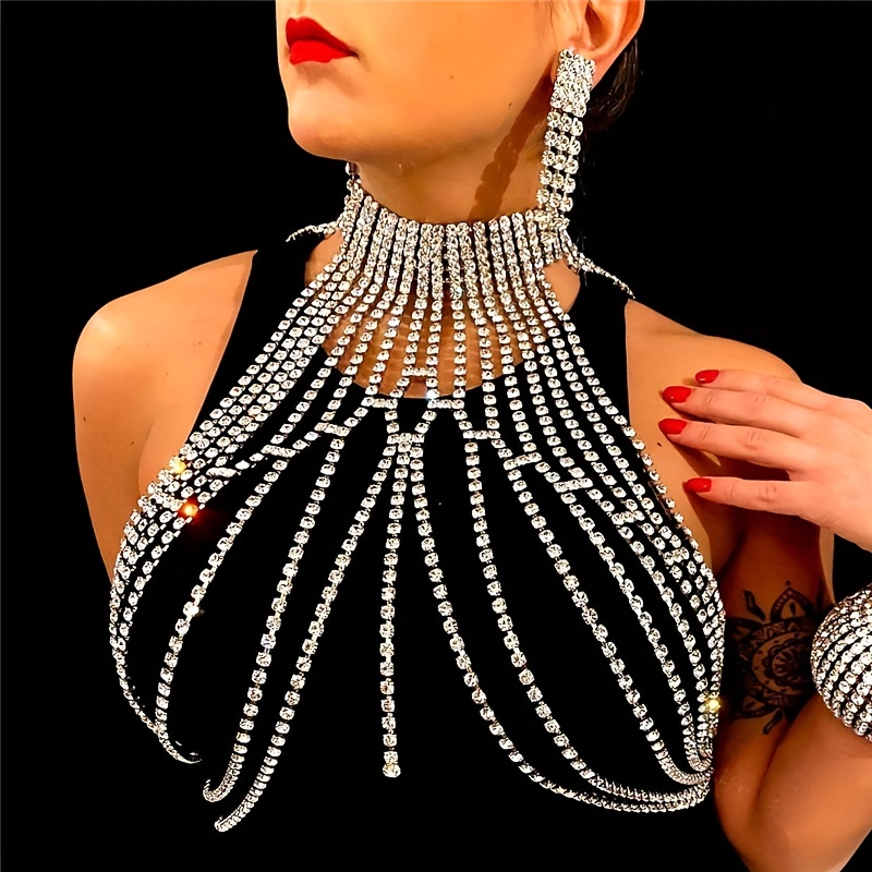 Corrente de peito de cristal d - Body Jewelry High End avaliação e preço