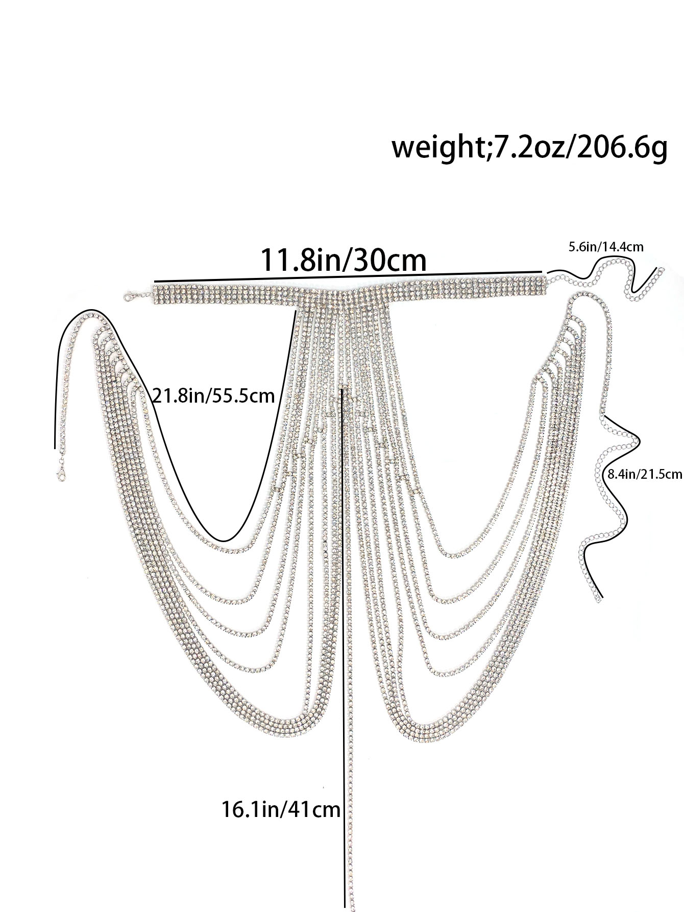 Corrente de peito de cristal d - Body Jewelry High End avaliação e preço