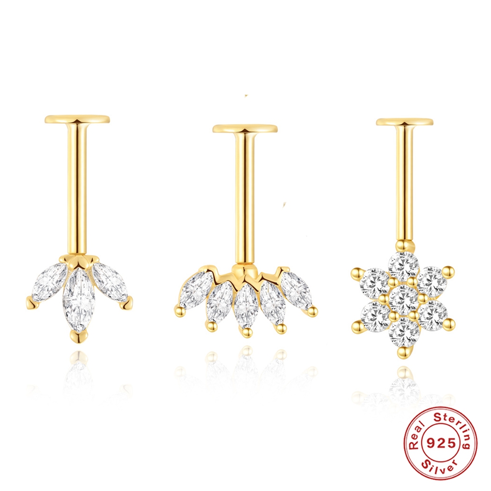 Aide 925 brinco de prata ester - Body Jewelry Flat Back avaliação e preço
