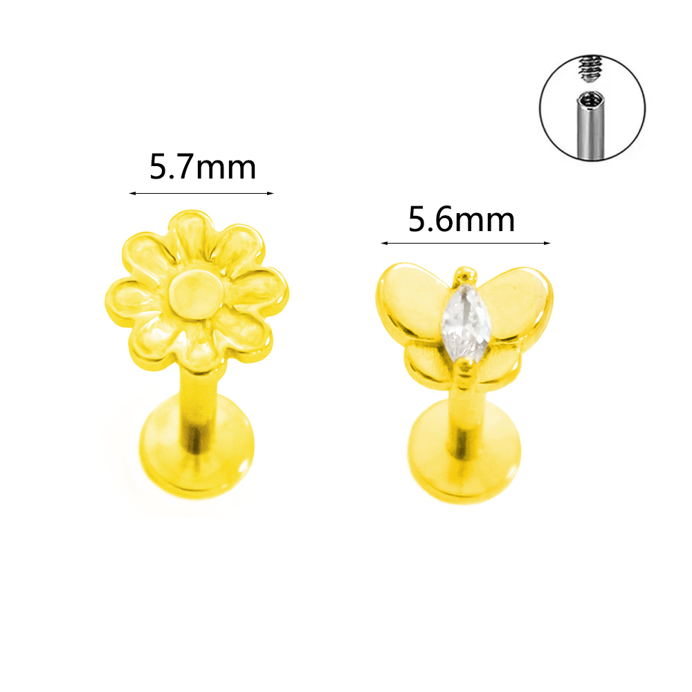 Flor Labret Piercing Borboleta - Body Jewelry Flat Back avaliação e preço