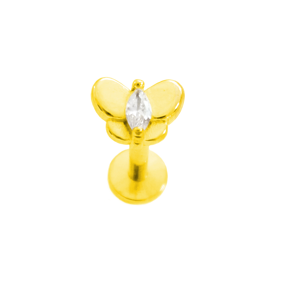 Flor Labret Piercing Borboleta - Body Jewelry Flat Back avaliação e preço