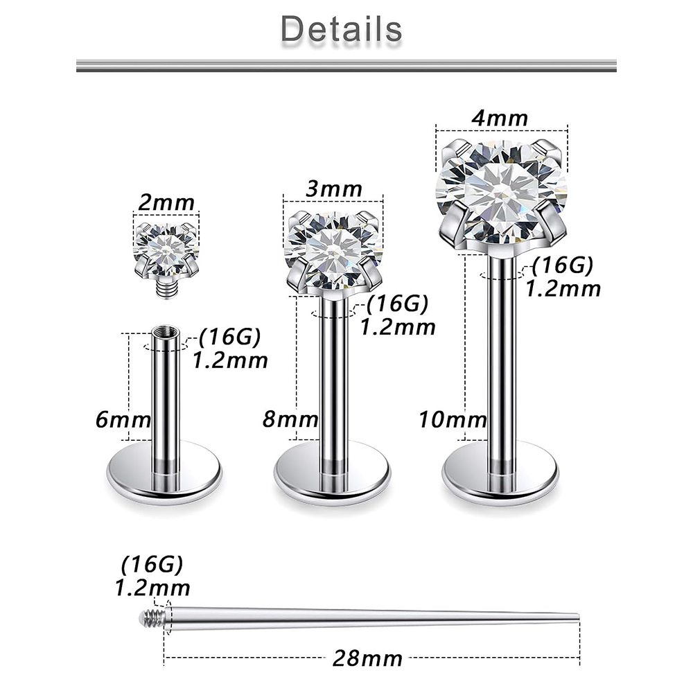 13 pçs labret piercing conjunt - Body Jewelry Flat Back avaliação e preço
