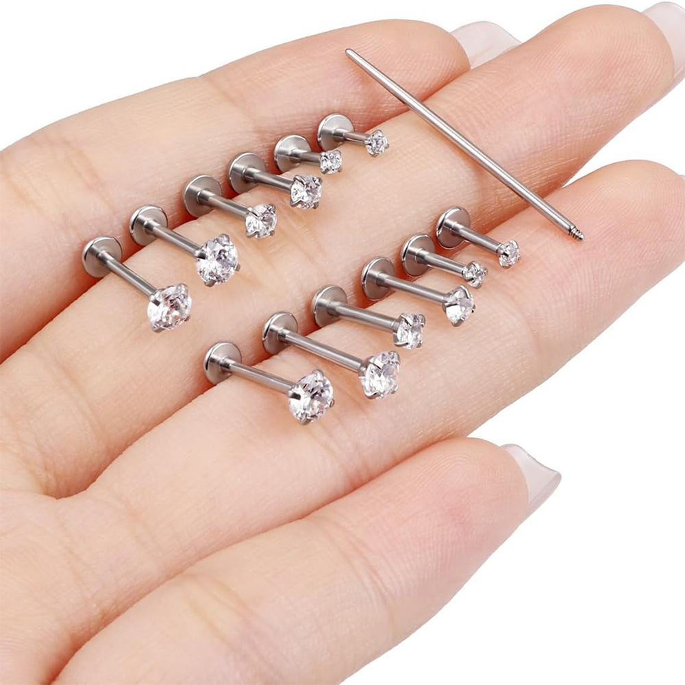 13 pçs labret piercing conjunt - Body Jewelry Flat Back avaliação e preço