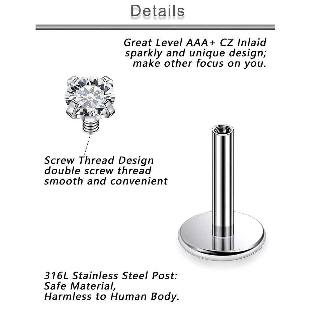 13 pçs labret piercing conjunt - Body Jewelry Flat Back avaliação e preço