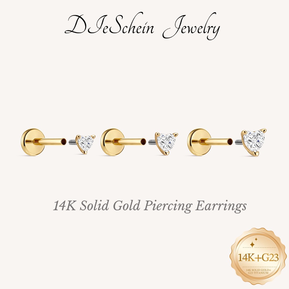 Brincos de Ouro Sólido 14K com - Body Jewelry Flat Back avaliação e preço