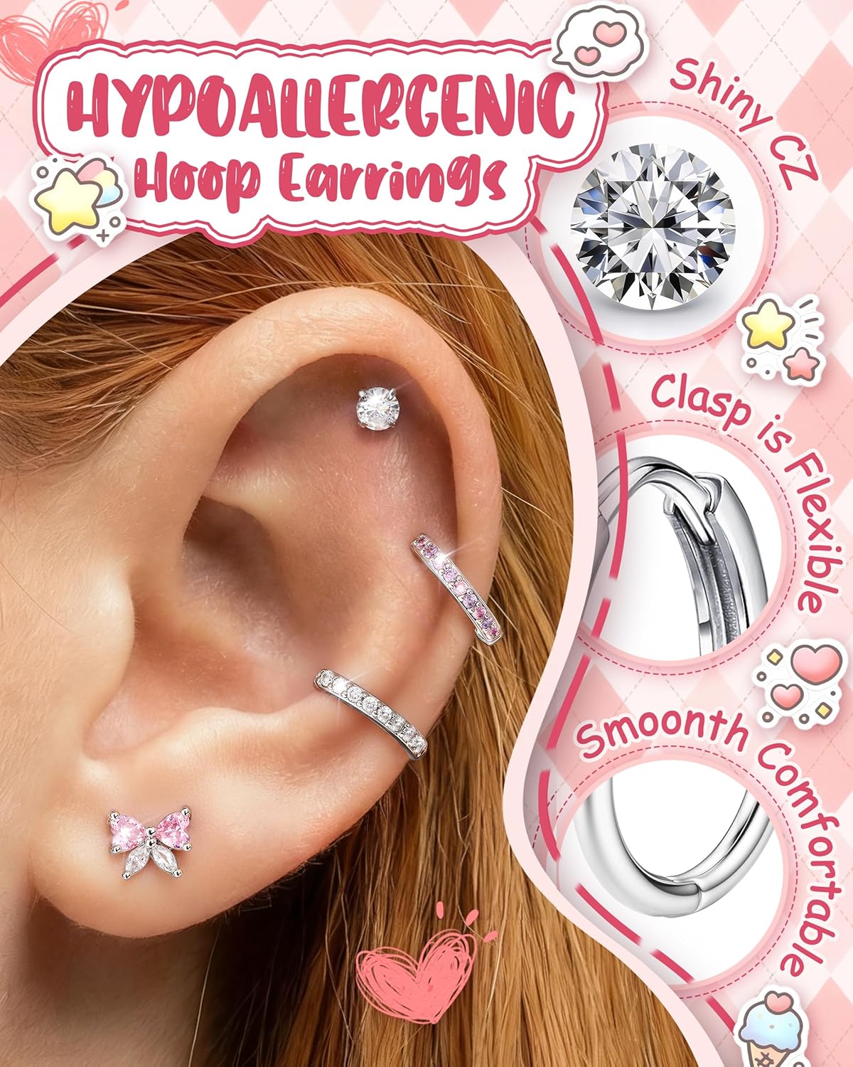 Bobisty 1 par de brincos para  - Body Jewelry Flat Back avaliação e preço