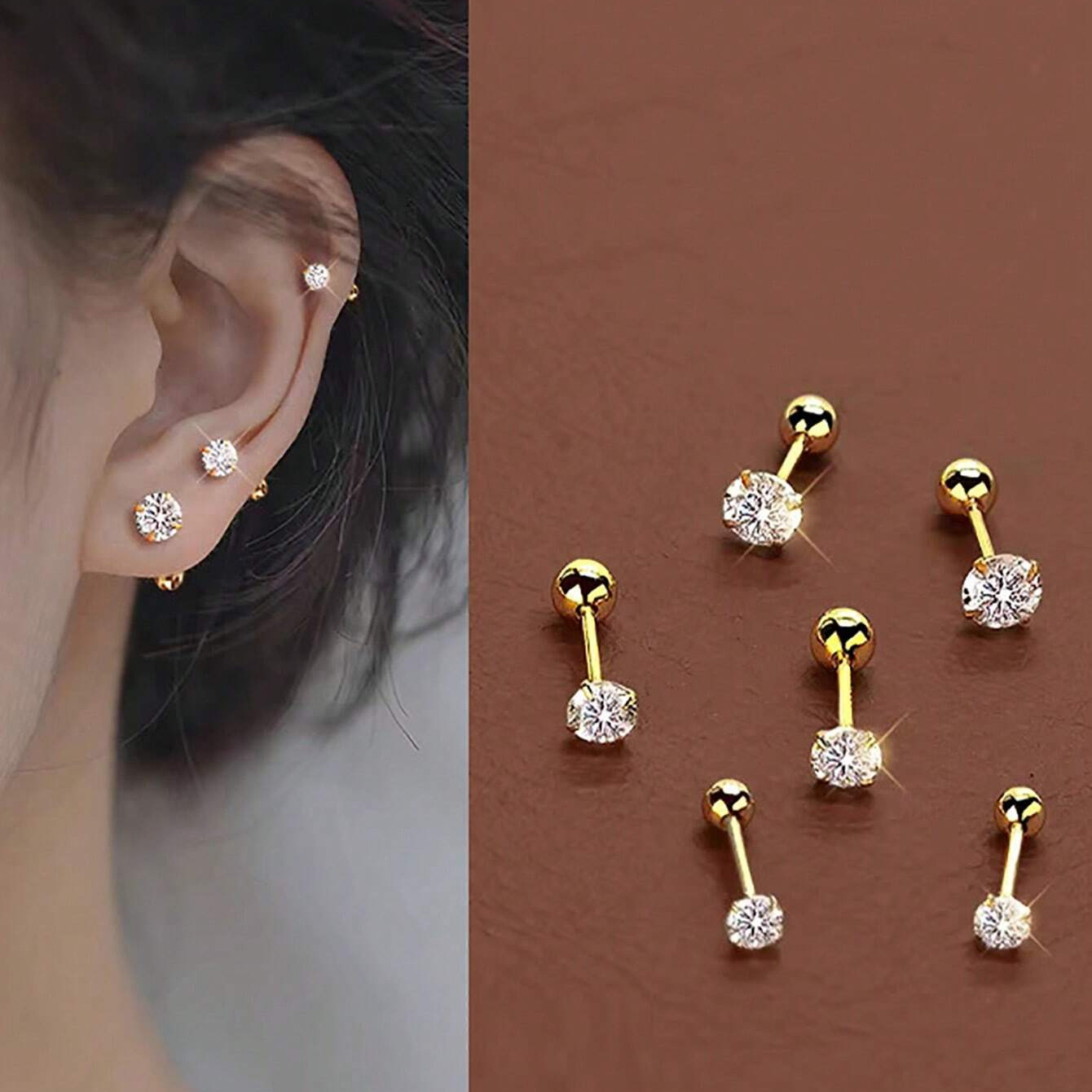 6 pçs/set aço inoxidável zircô - Body Jewelry Flat Back avaliação e preço