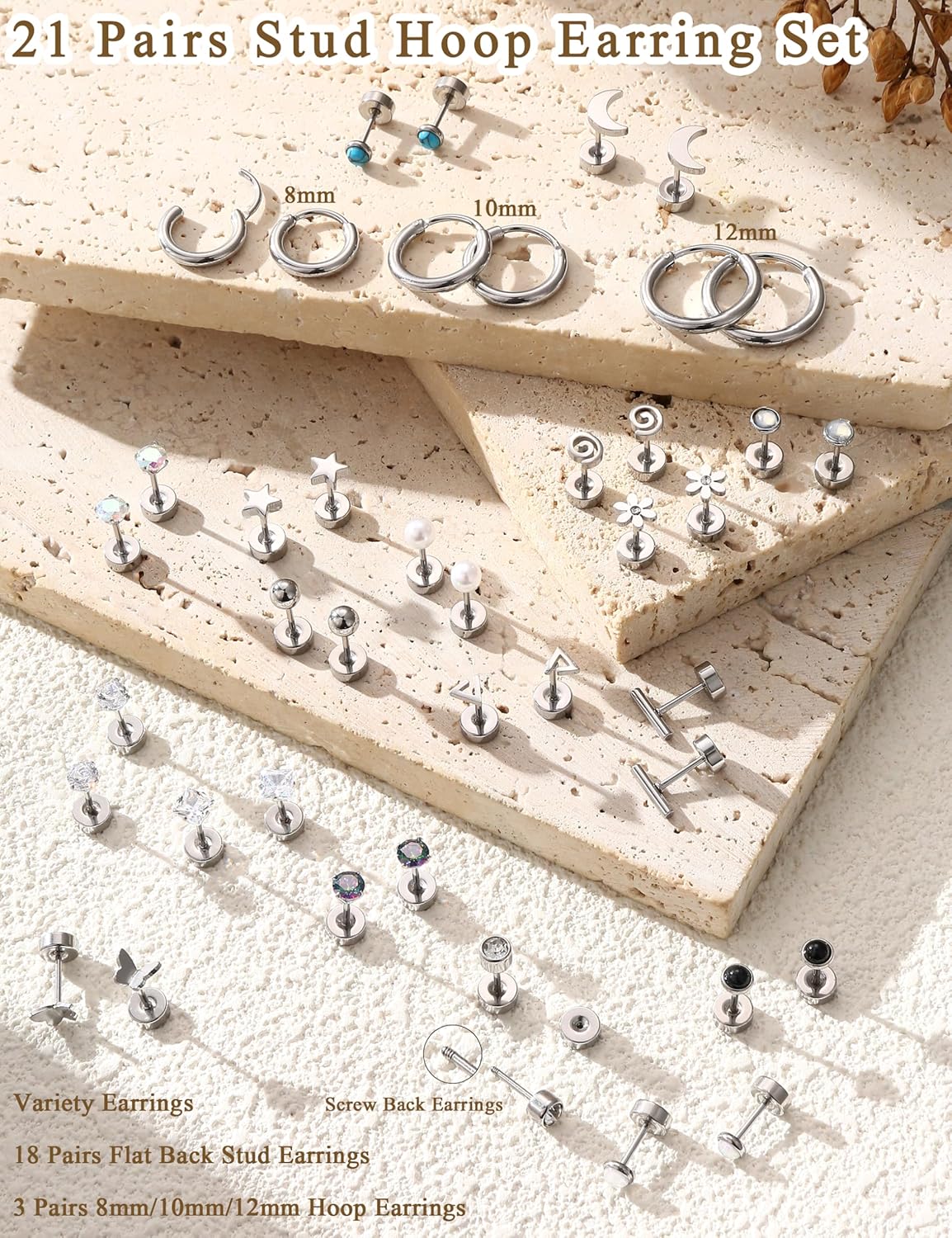 Fasaco 1 par de brincos de aço - Body Jewelry Flat Back avaliação e preço